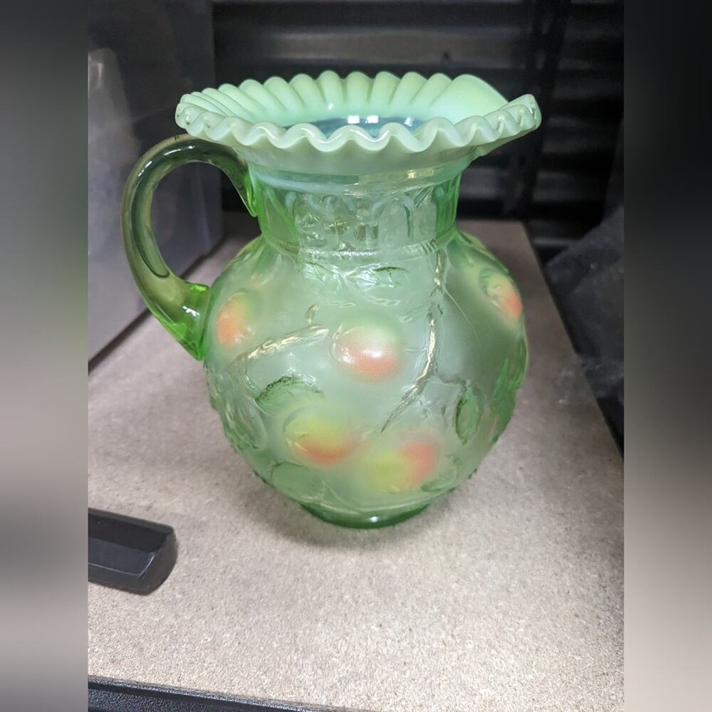 Fenton Apple Tree Pitcher, signed